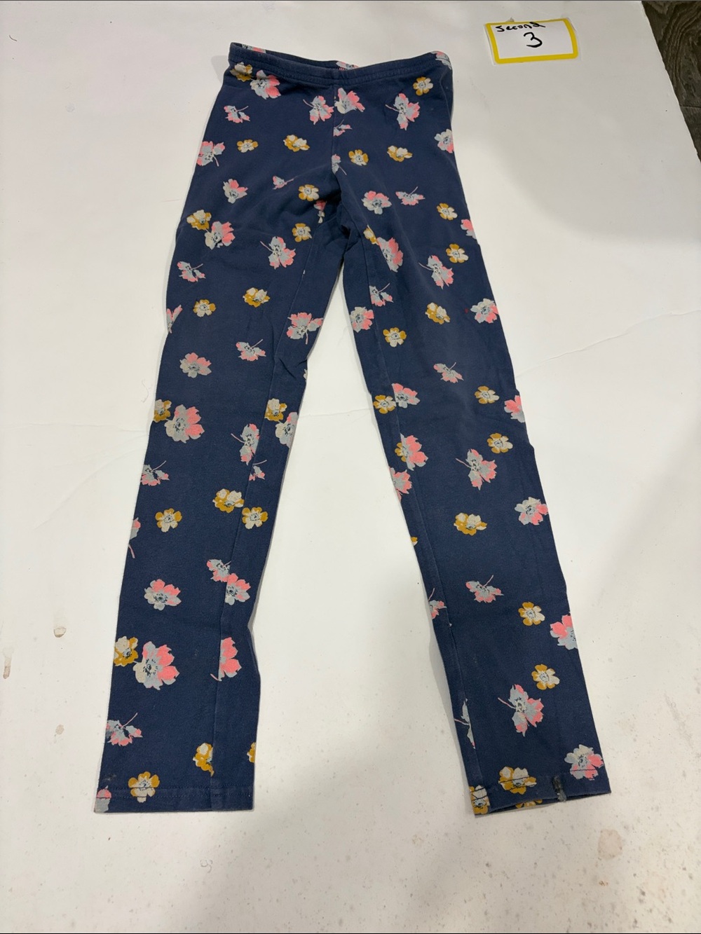 Old Navy Navy Floral Leggings with Pink and Yellow Flowers